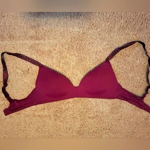 💋Victoria's Secret Dark Pink Burgundy Maroon Bra Sparkly Glitter Straps